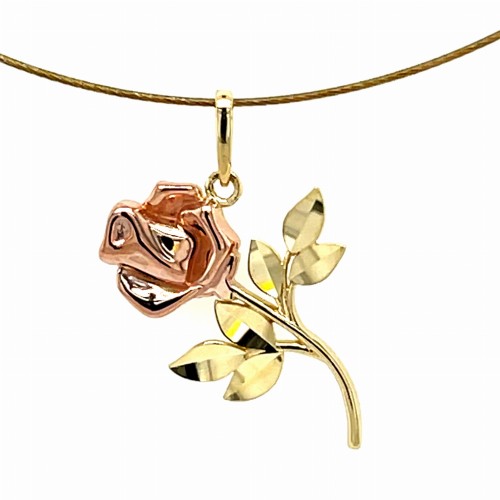 Przejdź do produktu Urzekająca Złota Zawieszka Dwukolorowa Róża Próby 585