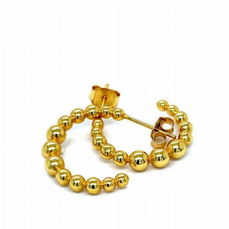 Złocone kolczyki koła, srebro pr. 925, nowoczesna biżuteria złocona Noble Bellezza,  biżuteria z kuleczek srebrna, kolczyki open hoop złocone, nowoczesne koła 20mm