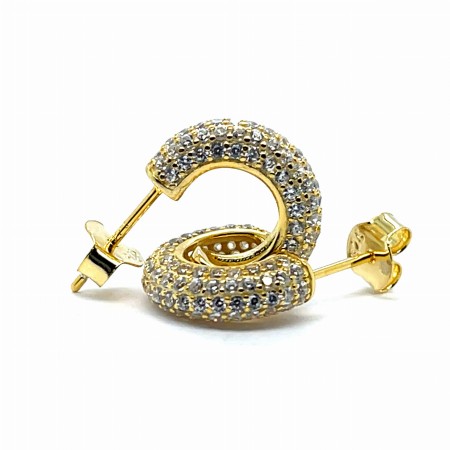 Eleganckie kolczyki do każdej stylizacji, nowoczesna biżuteria glamour złocone srebro, kolczyki z cyrkoniami do sukienki, kolczyki 4x15 mm złocone