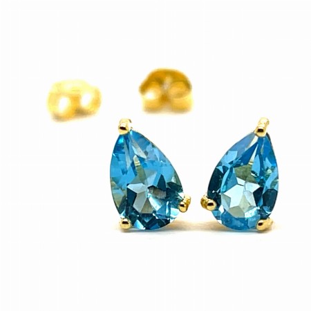 srebrne kolczyki z topazem, biżuteria z naturalnym kamieniem, kolczyki łezki pozłacane, topaz swiss blue srebro 925, kolczyki na sztyfcie pozłacane, biżuteria z topazem sklep