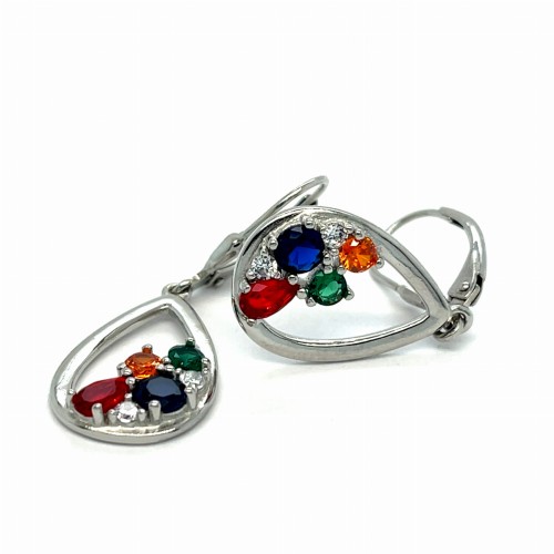 Przejdź do produktu Kolczyki srebrna kropla  z kamieniami