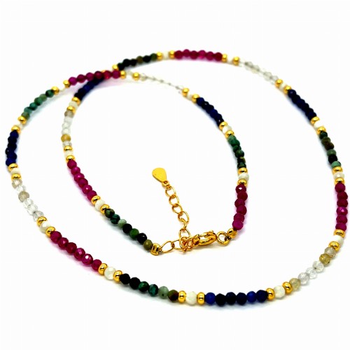 Przejdź do produktu Naszyjnik srebrny z turmalinów i kryształów 