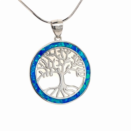Przejdź do produktu Zawieszka srebrna drzewkiem i niebieskim opalem