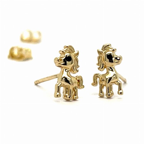 Przejdź do produktu Kolczyki sztyfty złote koniki