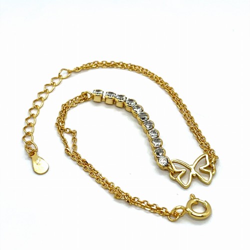 Przejdź do produktu Bransoletka z motylem w srebrze złoconym 925