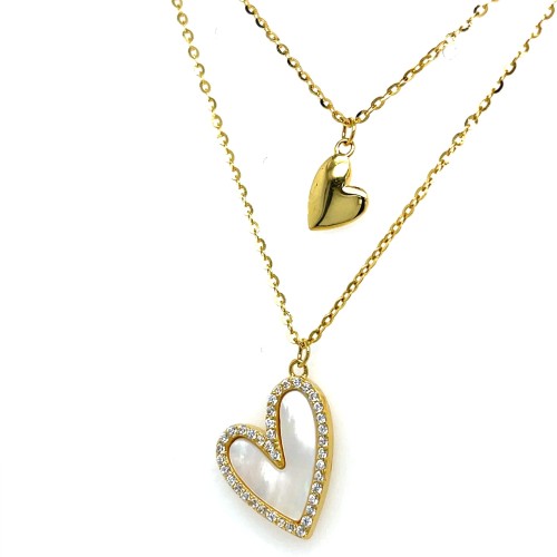 Przejdź do produktu Podwójny naszyjnik, Złote Serca, srebro złocone