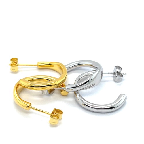 Przejdź do produktu Srebrne Kolczyki Półkola O Szerokim Profilu Rodowane Lub Złocone 925