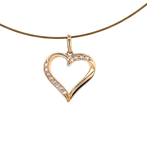 Przejdź do produktu Zawieszka Złota 585  Kontur Serca z Białymi Cyrkoniami (14K)