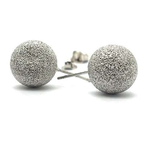 Srebrne kolczyki 925 na sztyfcie - diamentowane kule, srebrne kolczyki kule diamentowane, modne kolczyki na sztyfcie ze srebra, biżuteria autorska
