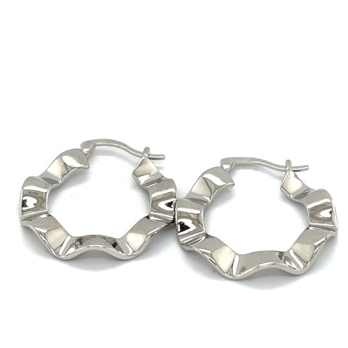 Przejdź do produktu Srebrne Kolczyki Koła Falowane Kreole Próba 925