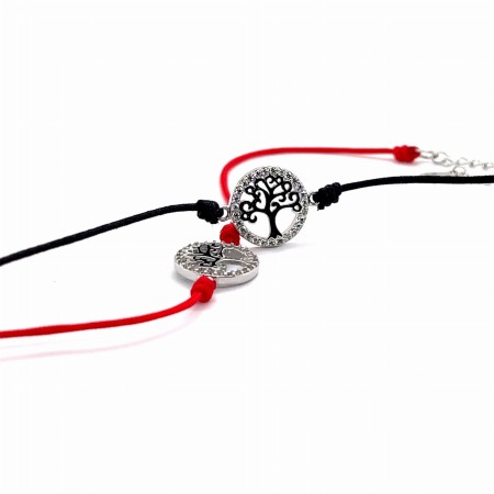 Biżuteria na sznurkach, drzewko - biżuteria symboliczna, Biżuteria w okrągłej formie, Biżuteria w stylu minimalistycznym drzewko, bransoletka  srebrna, lśniące drzewko życia srebro 925