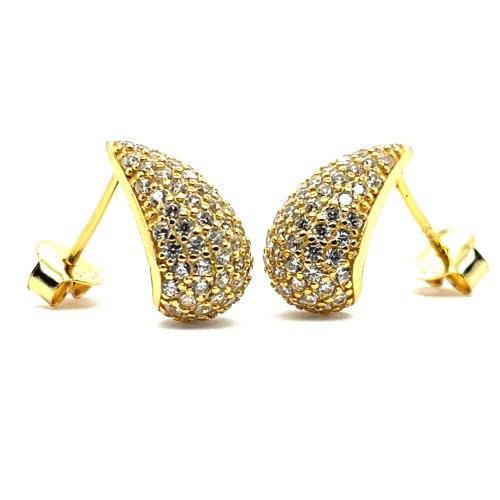 Przejdź do produktu Eleganckie Kolczyki Krople Z Cyrkoniami Srebro Złocone Próba 925 Na Sztyfcie