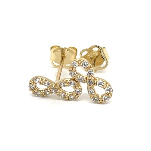 Przejdź do produktu Złote kolczyki sztyfty 585 nieskończoność  z białymi cyrkoniami