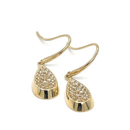 złote kolczyki wiszące łezki 585, kolczyki z białymi cyrkoniami złoto, biżuteria ślubna złote łezki, kolczyki krople z cyrkoniami 14k, eleganckie kolczyki wiszące