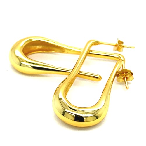 Przejdź do produktu Kolczyki owale wiszące pozłacane