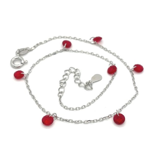 Przejdź do produktu Srebrna Bransoletka Z Siedmioma Czerwonymi Cyrkoniami Próba 925