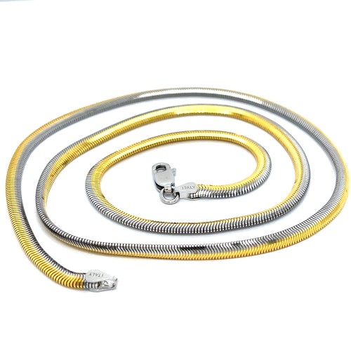 Przejdź do produktu Dwukolorowy Naszyjnik Żmijka Ze Srebra Rodowanego I Złoconego 925