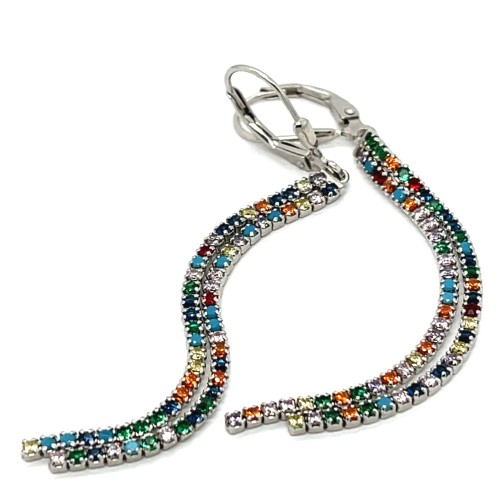 Przejdź do produktu Kolczyki srebrne tenisowe multicolor