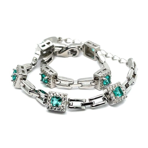 Przejdź do produktu Bransoletka srebrna modułowa z zielonymi kamieniami