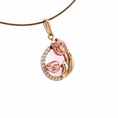 Różowe złoto 585, żółte złoto 585, złote tulipany, złota zawieszka na prezent z motywem kwiatów,prezent dla ukochanej kobiety, wyjątkowy upominek z przesłaniem, biżuteria na prezent dla niej, złoty wisiorek dla elegantki, pomysł na luksusowy prezent 2026