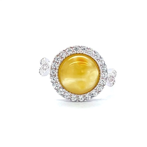 Przejdź do produktu Srebrny pierścionek z naturalnym bursztynem mleczno - miodowy