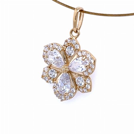 elegancki wisiorek z cyrkoniami, biżuteria z wysokim połyskiem,prezent dla eleganckiej kobiety, biżuteria na prezent dla żony, złoty wisiorek dla miłośniczki kwiatów, ekskluzywny dodatek dla kobiet, pomysł na prezent biżuteria złota