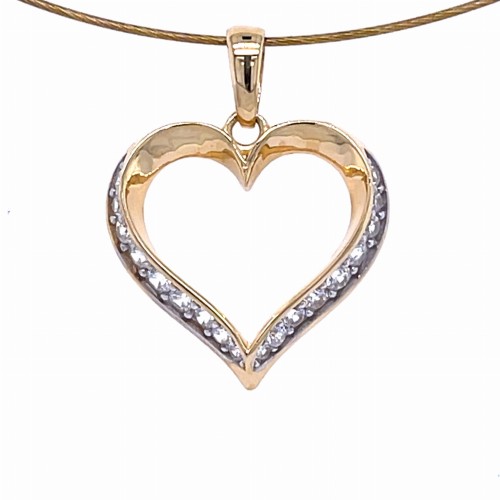 Przejdź do produktu Zawieszka Złota 585 - Serce kontur z białymi cyrkoniami 