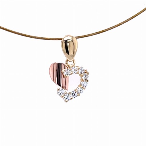 Przejdź do produktu Zawieszka Złota 585 - Nowoczesne Serce z Różowego Złota i Cyrkonii