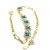 Bransoletka z niebieskim opalem, białymi cyrkoniami na regulowanym łańcuszku