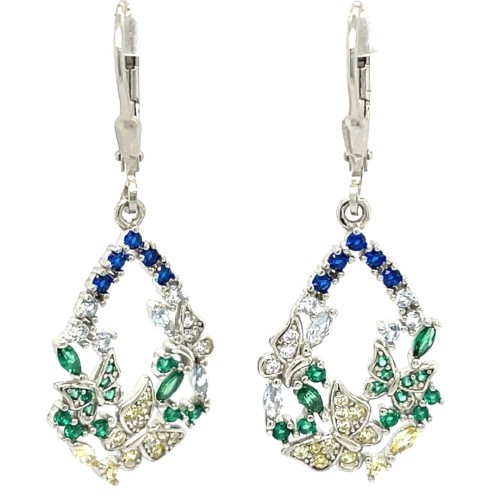 Przejdź do produktu Kolczyki wiszące ozdobne z Motylkami Srebrne