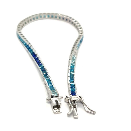 Przejdź do produktu Bransoletka tenisowa, niebieskie odcienie, srebro 925