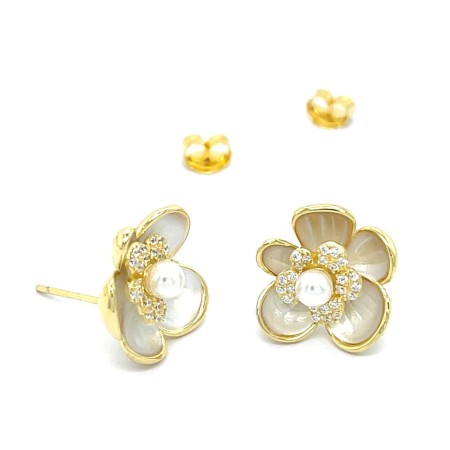 kolczyki do pracy ze srebra, elegancka biżuteria do biura, ozdoby do uszu 14x14 mm, kolczyki codzienne z perłą, wizytowe kolczyki pozłacane, sztyfty z naturalną perłą