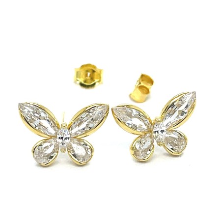 Kolczyki motyle z kryształkami Swarovskiego, srebro rodowane lub złocone 925