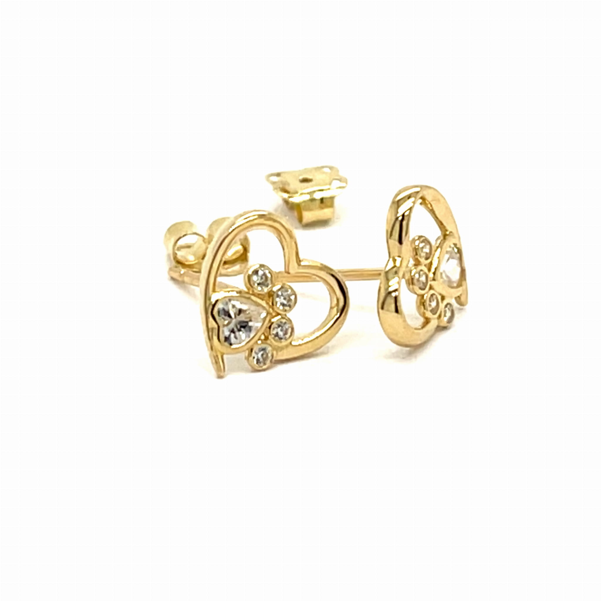 kolczyki złote wypełnione cyrkoniami, biżuteria z cyrkoniami, złoto 585 kolczyki, kolczyki z motywem zwierzęcym, złote kolczyki na prezent, biżuteria z białymi kamieniami