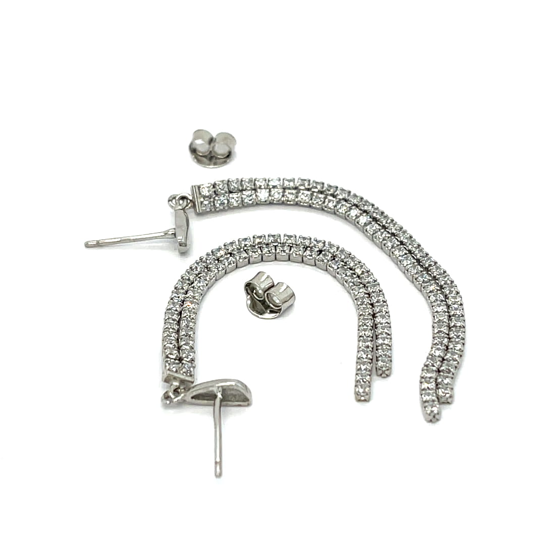 kolczyki pasy cyrkoniowe srebrne, biżuteria rodowana 925 cena, kolczyki z gładką łezką srebro, eleganckie kolczyki na wesele premium, biżuteria glamour Noble Bellezza kolczyki, kolczyki tenisowe 925