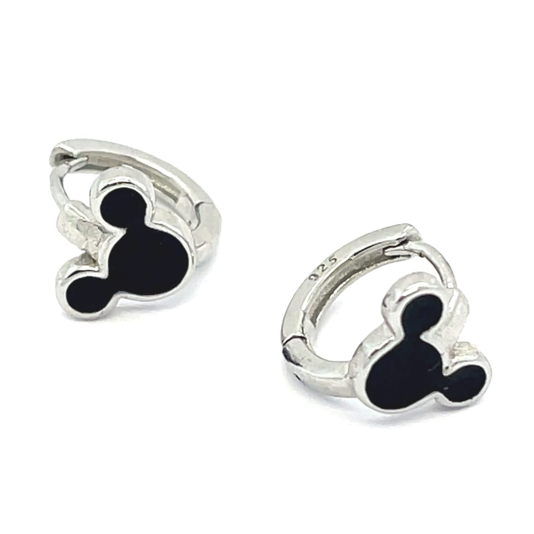 Dziecięce kolczyki - głowa myszki w kolorze czasnym. Srebro wysokiej jakości 925.