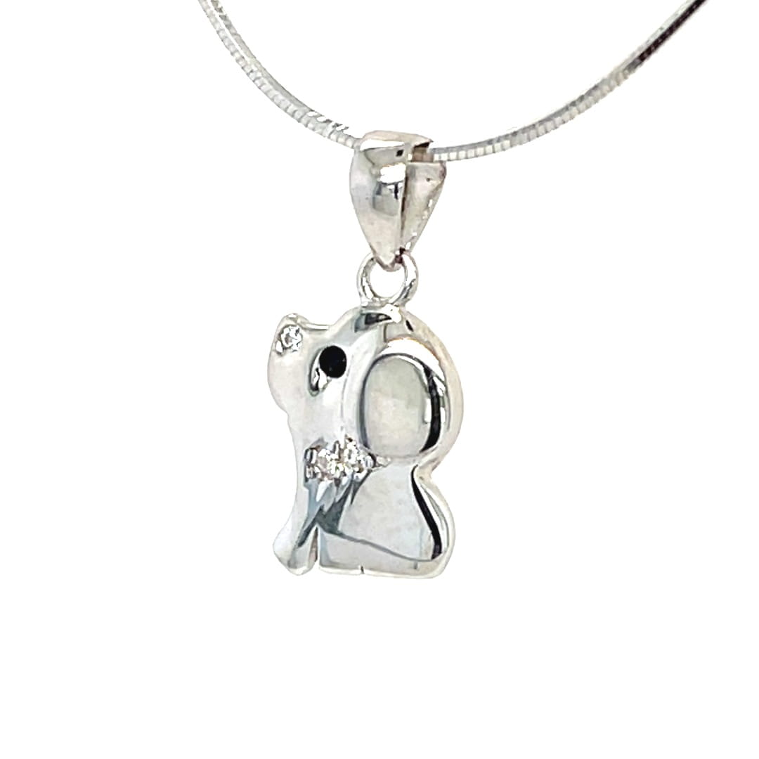 Wisiorek ze srebra, rodowany pr.925, słodki piesek z cyrkoniami, wisiorek piesek cena