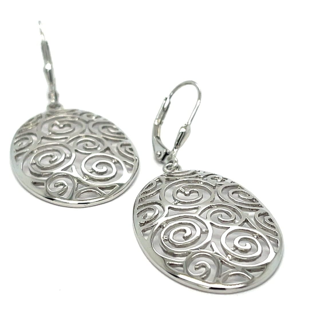 kolczyki spirale srebrne, lekkie kolczyki damskie, biżuteria srebrna sklep, srebro rodowane kolczyki, kolczyki zapięcie angielskie