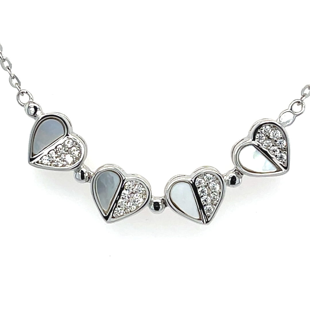 naszyjnik rozkładana koniczynka, biżuteria 2w1, srebro 925 rodowane, wisiorek z masą perłową, biżuteria minimalistyczna koniczynka