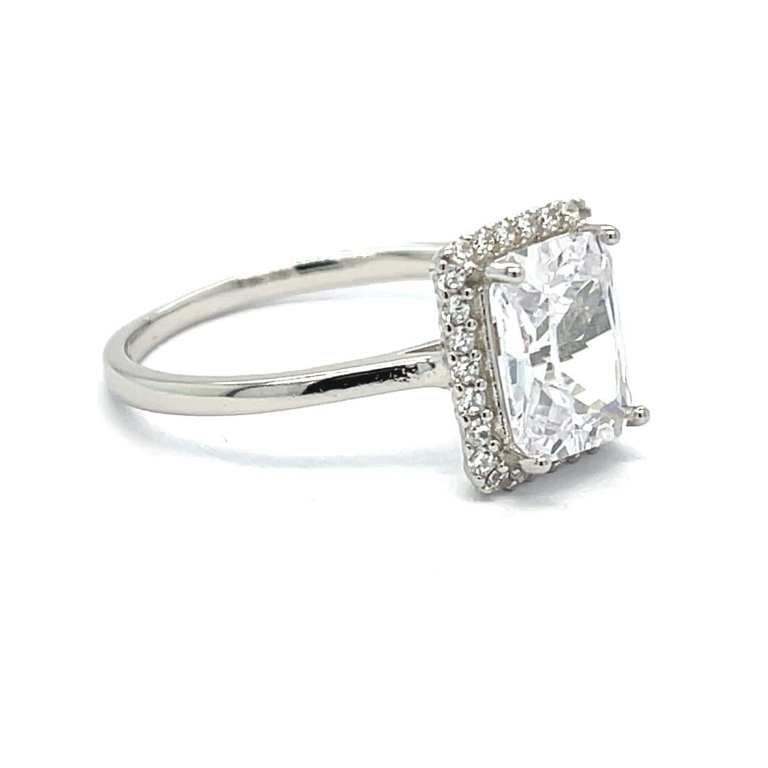 elegancki pierścionek z cyrkoniami, biżuteria glamour srebro, pierścionek 10x12 mm, srebro 925