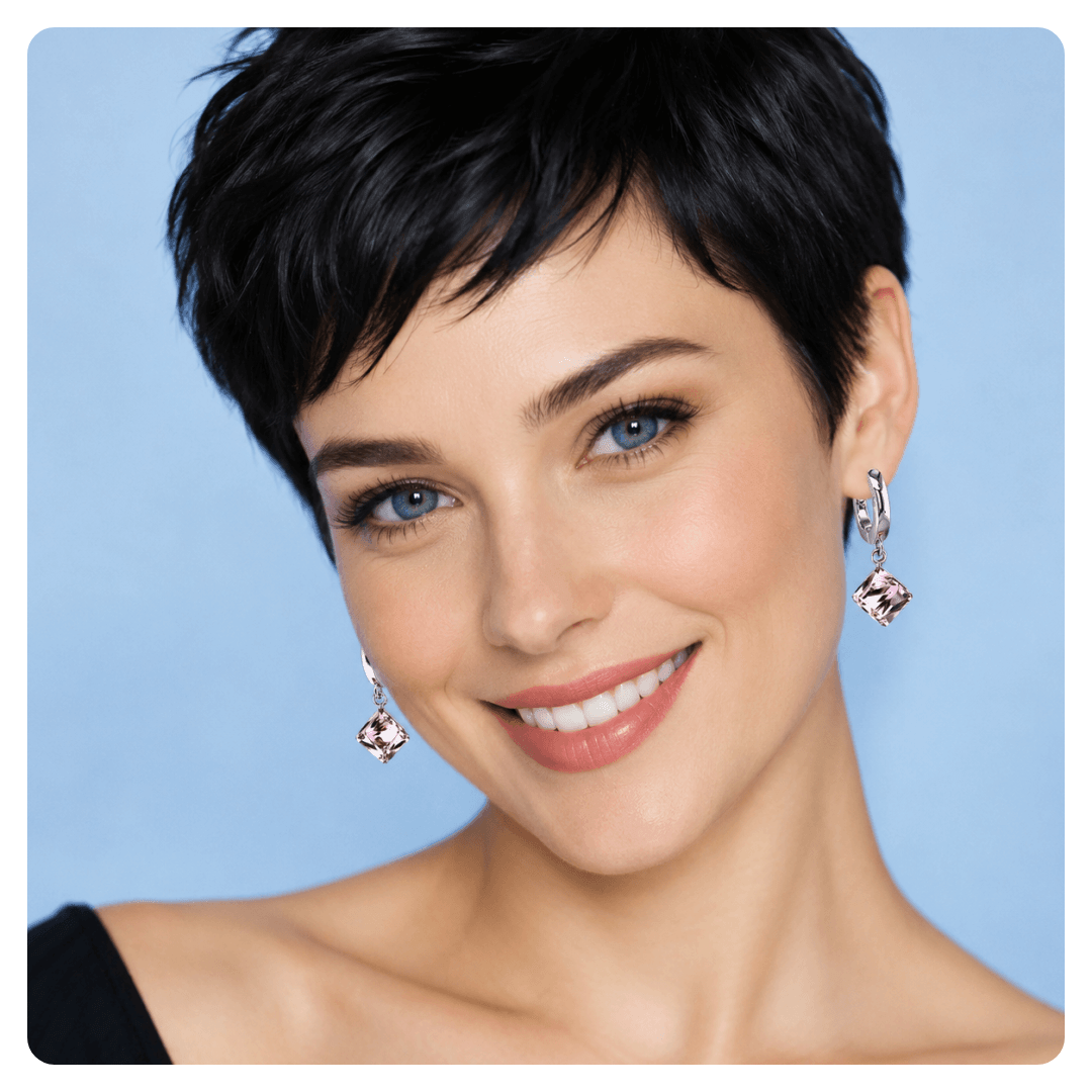 modne kolczyki z krysztalami, kolczyki rodowane kostki, pustynny roz kolczyki swarovski, eleganckie kolczyki na biglu, kolczyki premium shoper