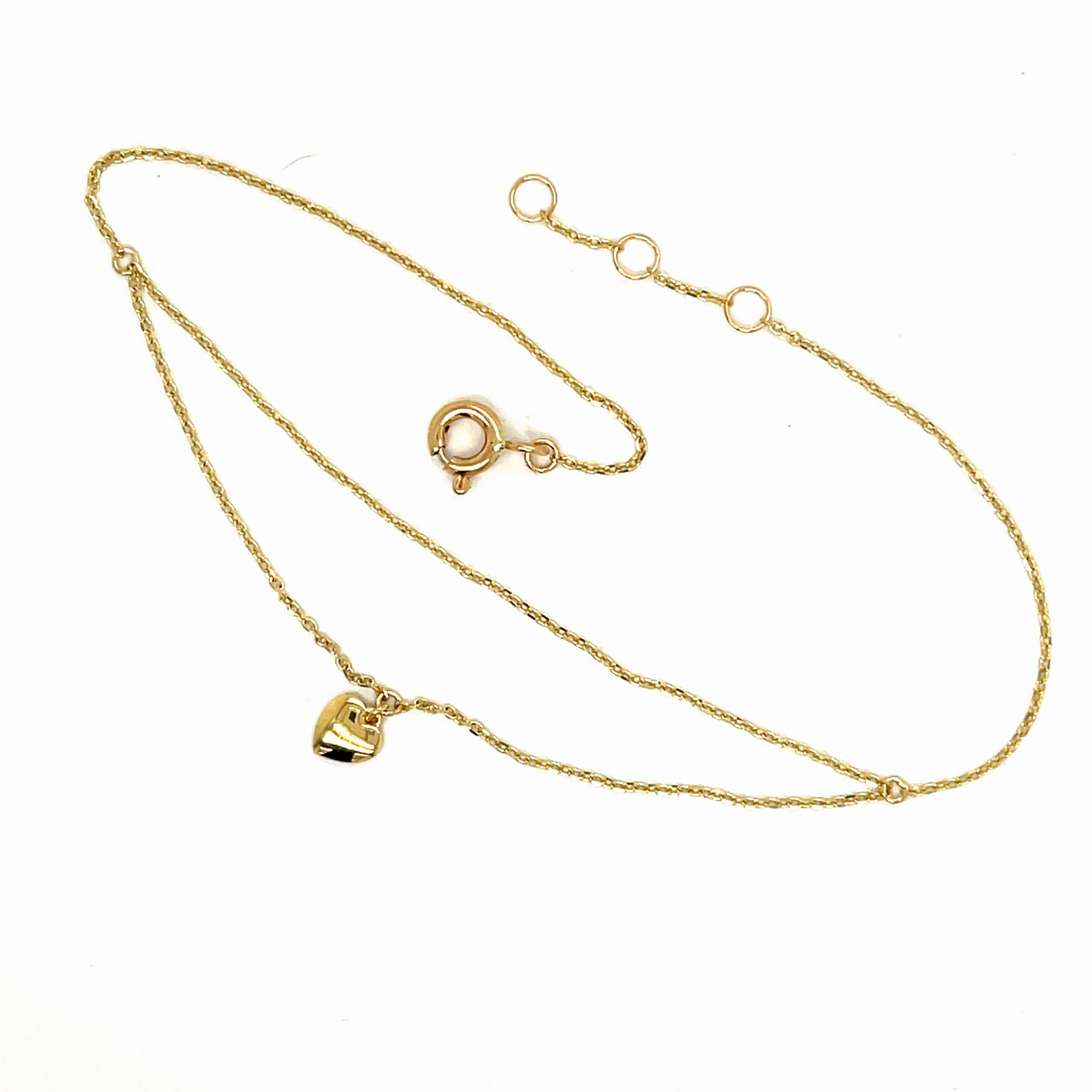 bransoletka złota z zawieszką serce puff, podwójny łańcuszek złoto 585 bransoletka, biżuteria na prezent dla niej złoto, złota celebrytka na rękę serce, elegancka bransoletka złota 585, biżuteria złota 14k na nadgarstek, złoto 585 14k