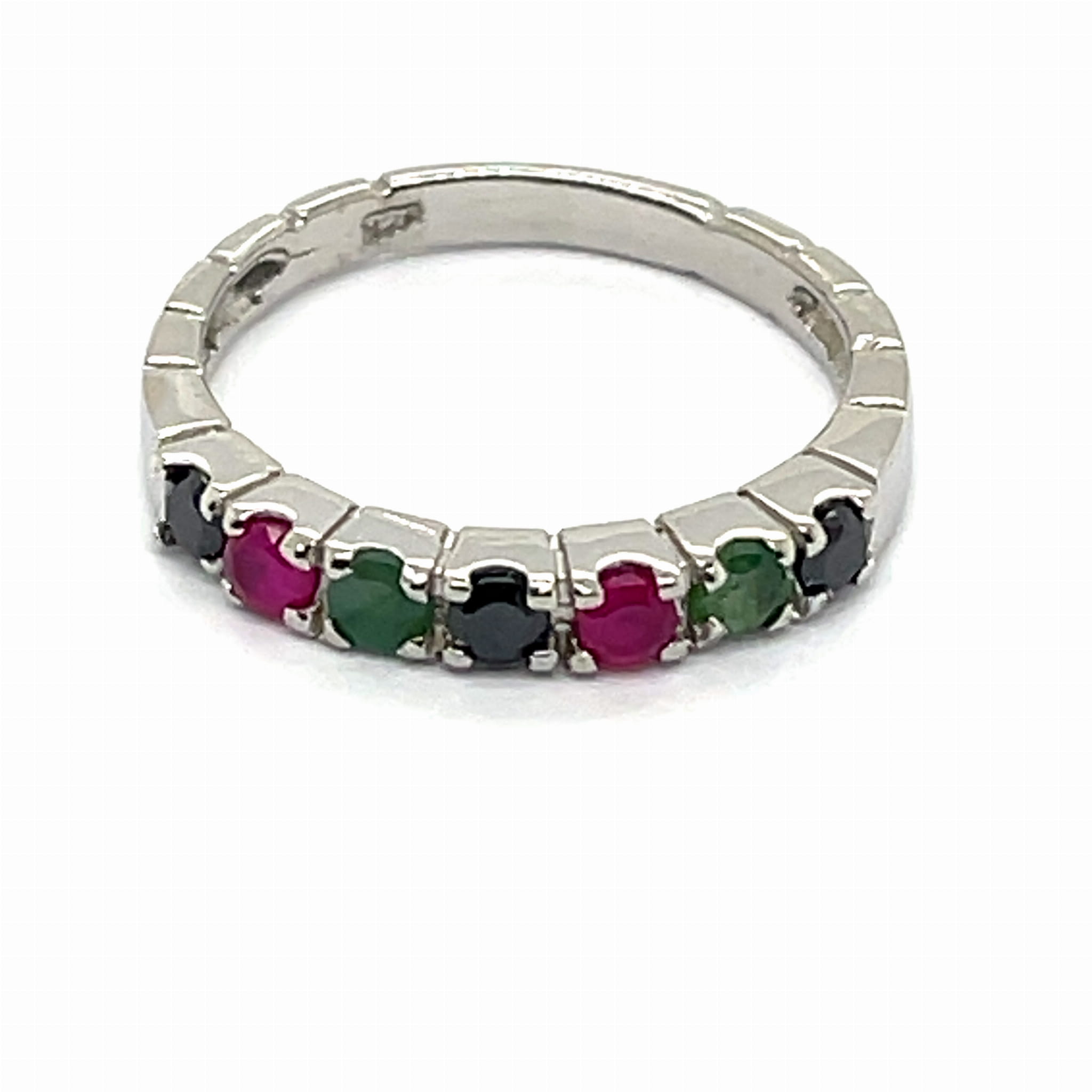 Pierścionek srebrny pr. 925 z rubinem, szafirem, szmaragdem "Sara"