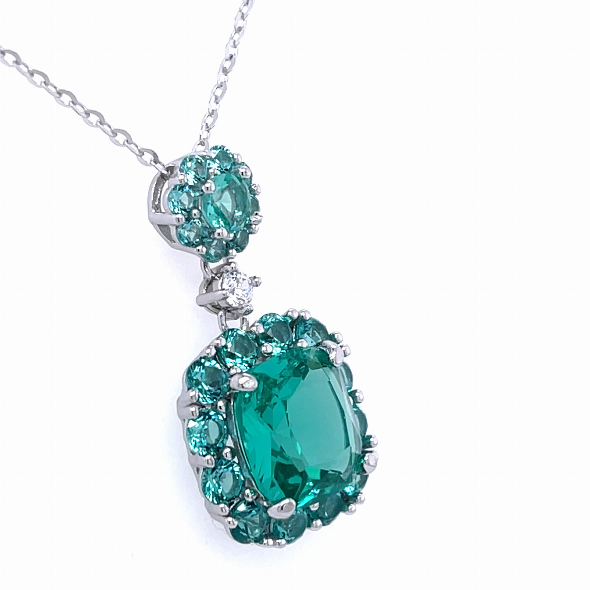 Kryształowy naszyjnik na srebrnym łańcuszku z przedłużką, srebro 925