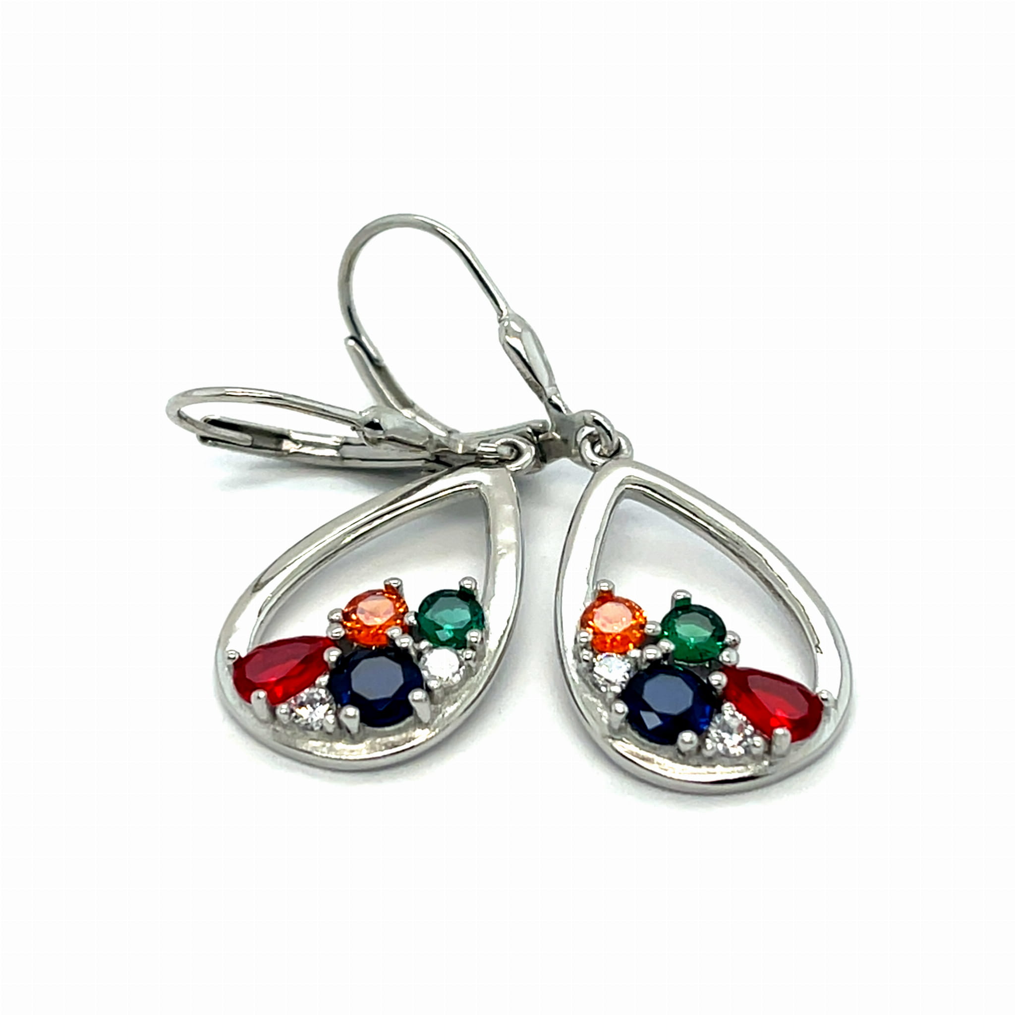 Eleganckie kolczyki wiszące w kształcie kropli z kamieniami , srebro 925.