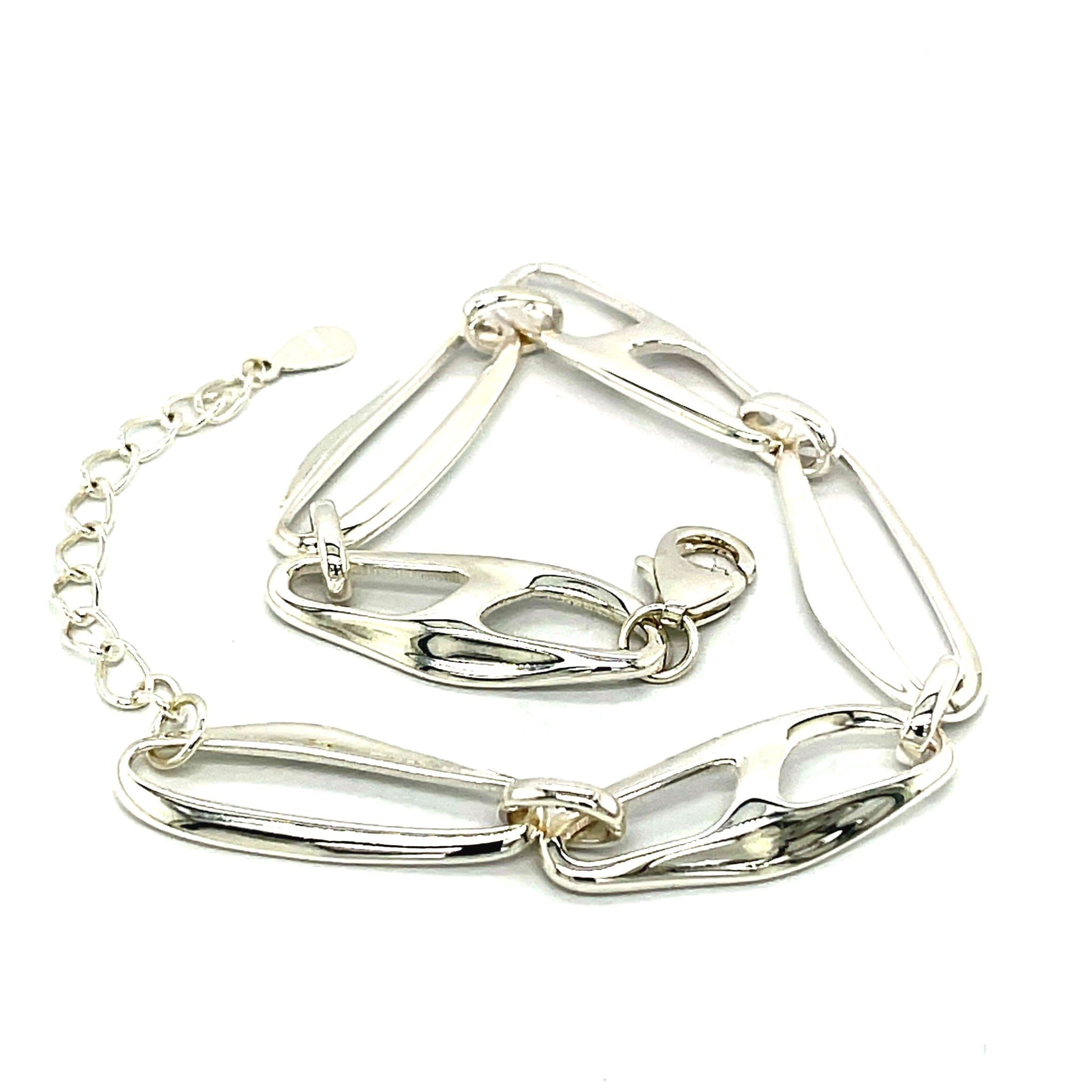 Srebrna bransoletka z nieregularnymi ogniwami 925, elektroform, regulowane zapięcie