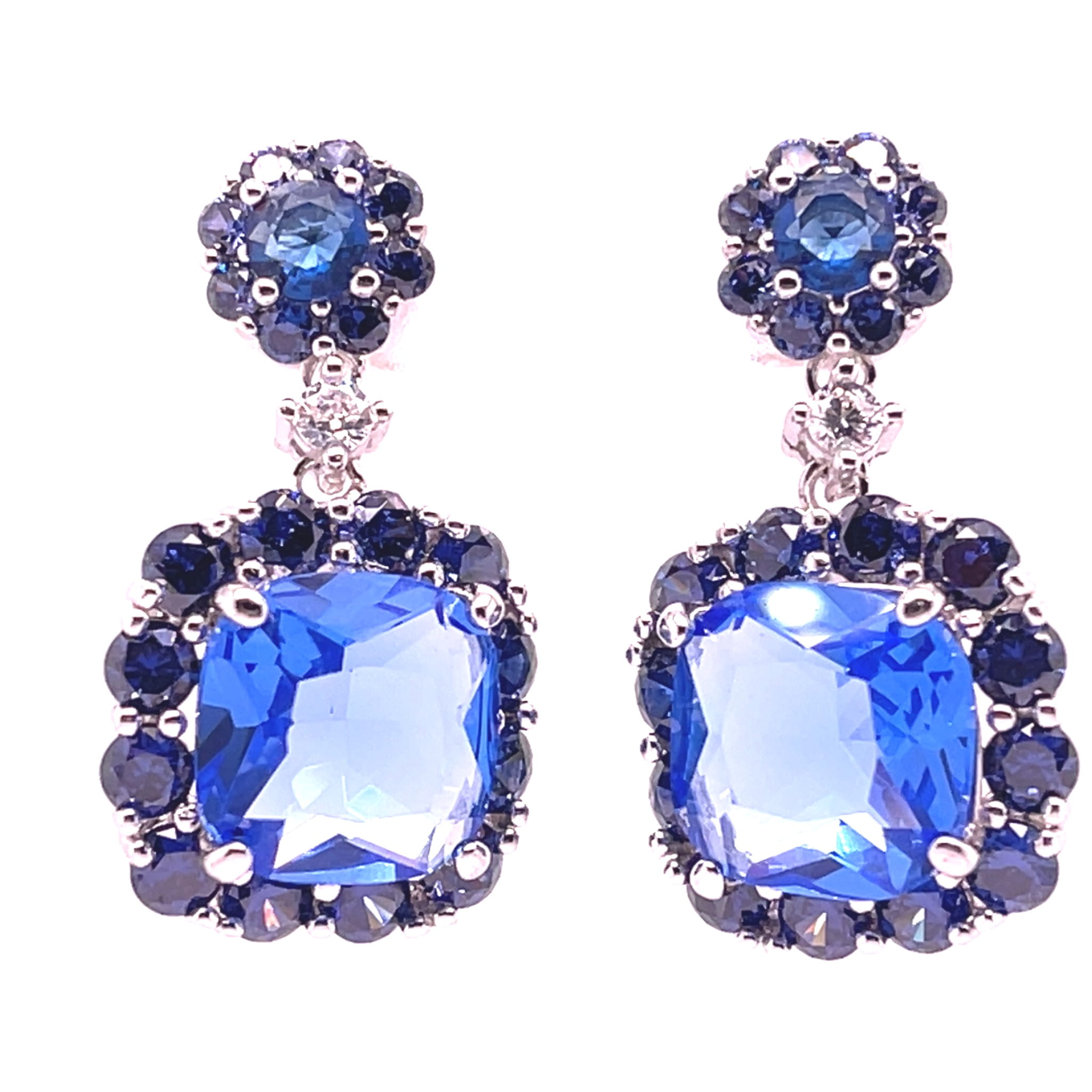 Kolczyki ze srebra rodowanego 925 i dużych pełnych blasku cyrkonii