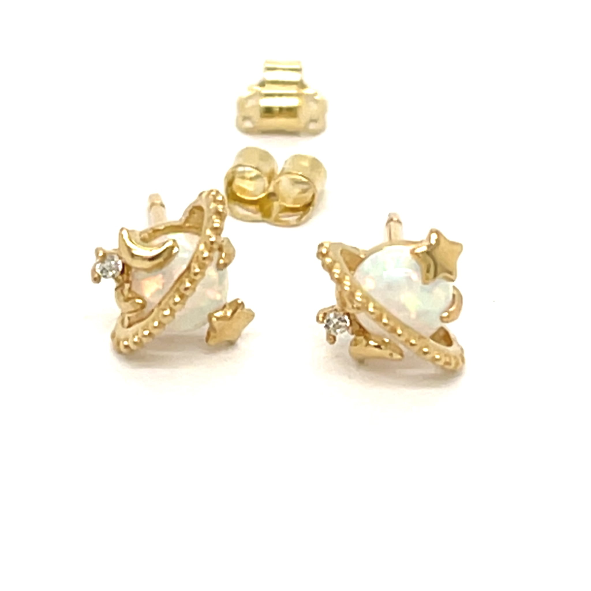 biżuteria codzienna złote sztyfty, bezpieczne zapięcie wkrętki złoto, lekkie kolczyki do pracy motyw kosmosu, biżuteria która podkreśla naturalny styl