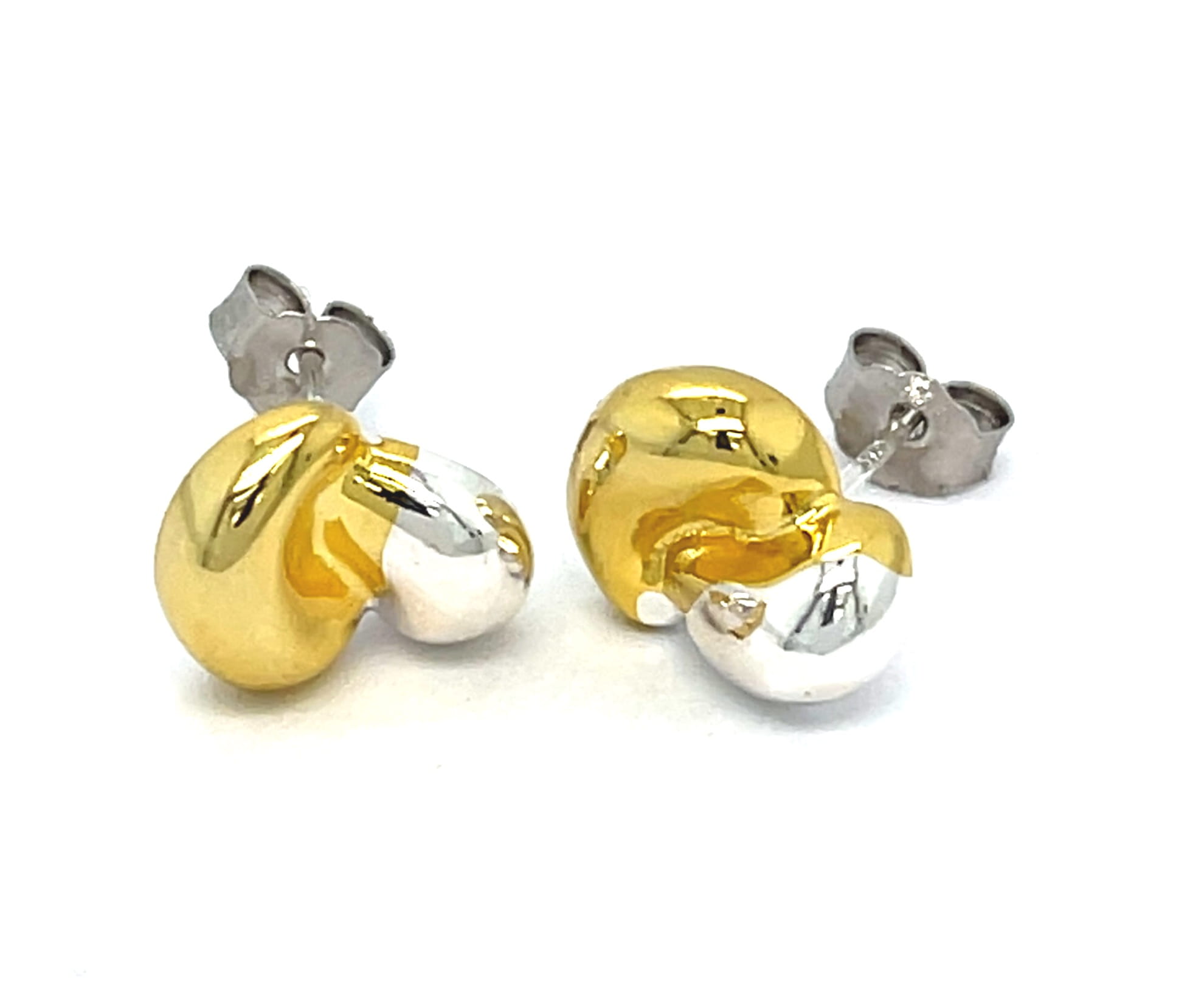 Biżuteria z sercem, kolczyki sztyfty, srebro rodowane i złocone