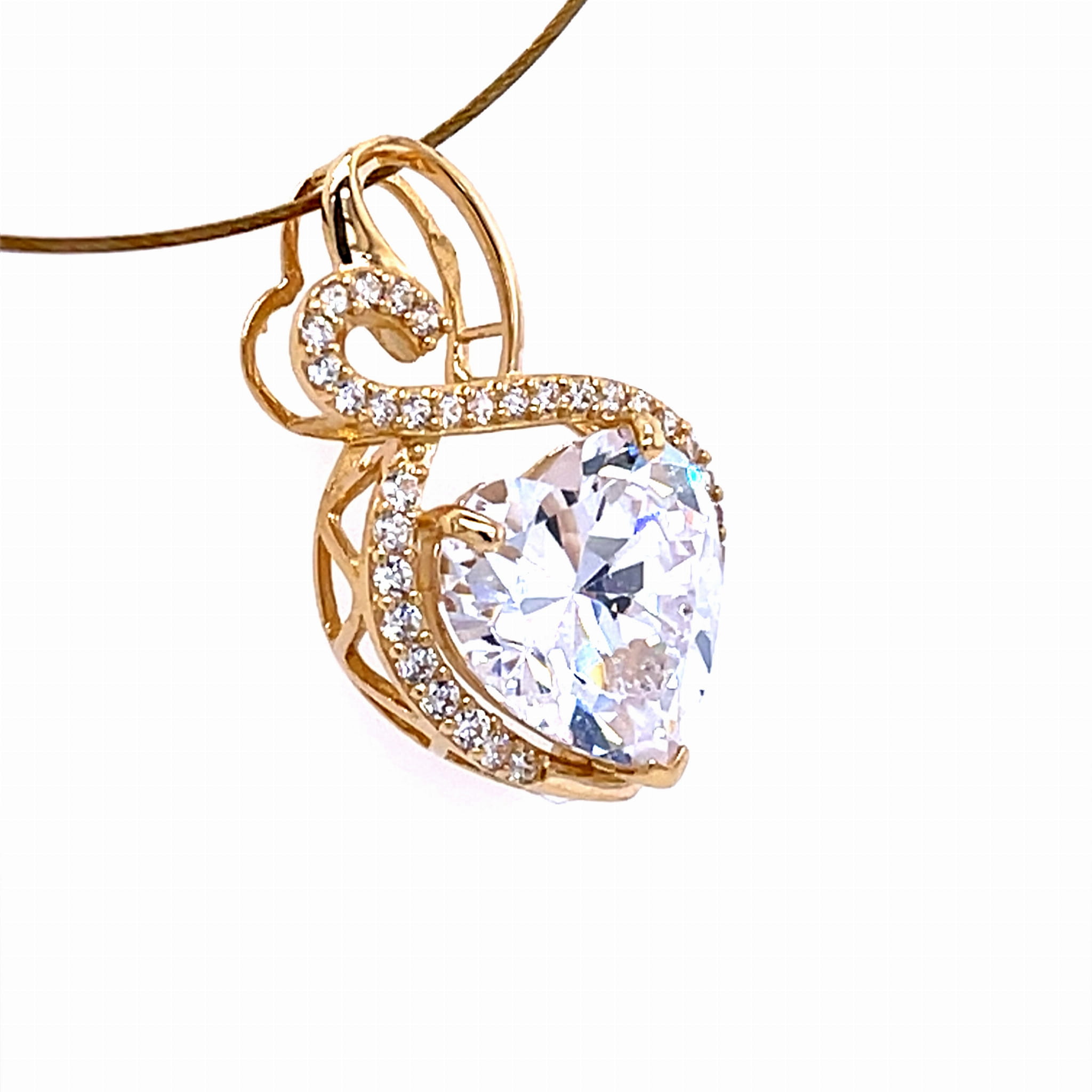 Zawieszka damska z fantazyjnym sercem ze złota 14 karatowego, romamtyczna biżuteria ze złota